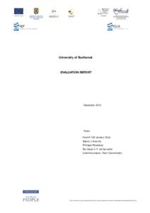 University of Bucharest  EVALUATION REPORT December 2012