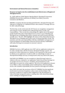 Submission no. 27 Received 21 December 2011 Environment and Natural Resources Committee    Response to Inquiry into the establishment and effectiveness of Registered 