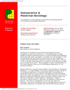Spring 2003 Newsletter, Comparative & Historical Sociology