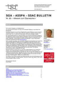 Schweizerische Gesellschaft für Automatik Association Suisse pour l’Automatique Swiss Society for Automatic Control www.sga-asspa.ch  SGA – ASSPA – SSAC BULLETIN