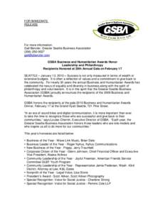 FOR IMMEDIATE RELEASE For more information: Gail Benzler, Greater Seattle Business Association[removed]