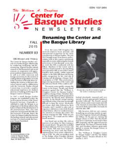 Center for Basque Studies Newsletter  The William A. Douglass ISSN: 