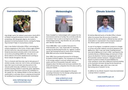 Environmental Education Officer  Meteorologist Climate Scienti st