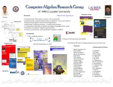 Computer algebra / Matrix theory / Algebraic geometry / Commutative algebra / Grbner basis / Invariant theory / Zeilberger / Weighing matrix / Walrath