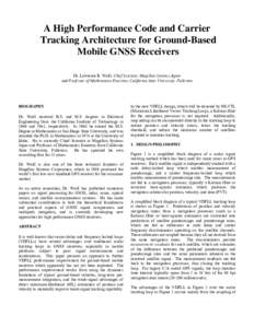 A High Performance Code and Carrier Tracking Architecture for Ground-Based Mobile GNSS Receivers