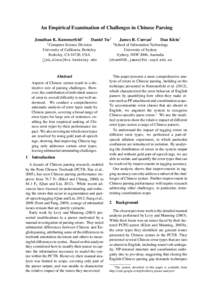 An Empirical Examination of Challenges in Chinese Parsing Jonathan K. Kummerfeld† † Computer Daniel Tse‡