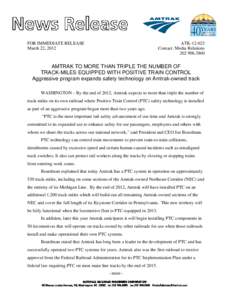 Amtrak To More Than Triple Number of PTC Track-Miles