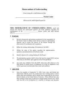 MOU Concerning Establishment of Fusion Center