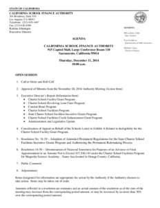 STATE OF CALIFORNIA  CALIFORNIA SCHOOL FINANCE AUTHORITY 304 Broadway, Suite 550 Los Angeles, CA[removed]Telephone: ([removed]