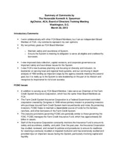 Financial institutions / Institutional investors / Rural community development / Federal Deposit Insurance Corporation / Economy of the United States / Insurance / AgFirst / Farm Credit Bank of Texas / Finance / Farm Credit System / Investment / Financial economics