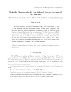 Submitted to the Astrophysical Journal Letters  Molecular Signatures in the Near Infrared Dayside Spectrum of HD 189733b M.R. Swain1 , G. Vasisht1 , G. Tinetti2 , J. Bouwman3 , Pin Chen1 , Y. Yung4 , & D. Deming5 ABSTRAC