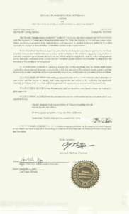 NEVADA TRANSPORTATION AUTHORITY ORDER and CERTIFICATE OF PUBLIC CONVENIENCE AND NECESSITY Pacific Auto Care, Inc. dba Pacific Towing Senice