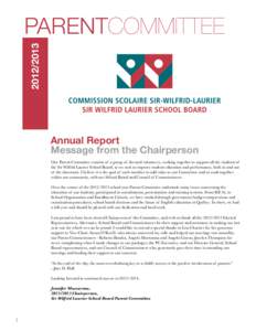 [removed]PARENTCOMMITTEE Annual Report Message from the Chairperson