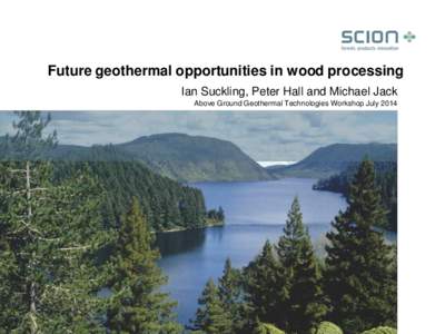 Future geothermal opportunities in wood processing Ian Suckling, Peter Hall and Michael Jack Above Ground Geothermal Technologies Workshop July 2014 Wood processing is energy intensive Water