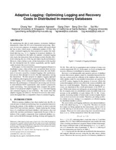 Adaptive Logging: Optimizing Logging and Recovery Costs in Distributed In-memory Databases ‡ Chang Yao‡ Divyakant Agrawal] Gang Chen§ Beng Chin Ooi‡ Sai Wu§ National University of Singapore ] University of Califo