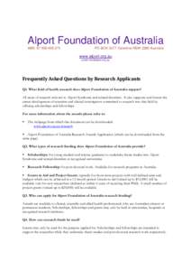 Alport Foundation of Australia ABN: PO BOX 3277 Valentine NSW 2280 Australia  www.alport.org.au