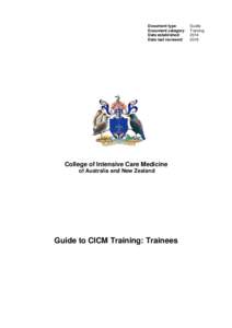 Document type: Document category: Date established: Date last reviewed:  College of Intensive Care Medicine