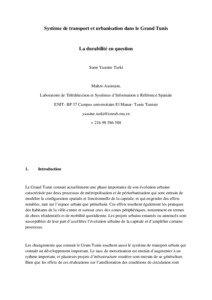 Système de transport et urbanisation dans le Grand Tunis  La durabilité en question