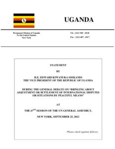 UGANDA   Permanent Mission of Uganda To the United Nations New York