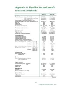 Appendix A. Headline tax and benefit rates and thresholds Income tax Personal allowance: born after[removed]born between[removed]and[removed]born before[removed]