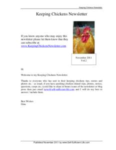 Keeping Chickens Newsletter  Keeping Chickens Newsletter If you know anyone who may enjoy this newsletter please let them know that they