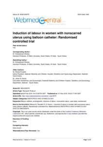 Article ID: WMC005075  ISSNInduction of labour in women with nonscarred uterus using balloon catheter: Randomised