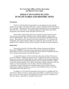 Policy on Native Plants in State Parks and Historic Sites