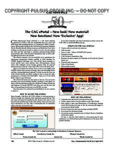 COPYRIGHT PULSUScag GROUP INC. – DO NOT COPY news page  The CAG ePortal – New look! New material!