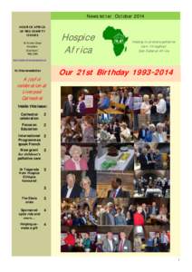 News letter October 2014 HOSPICE AFRICA UK REG CHARITYArden Close Ainsdale,