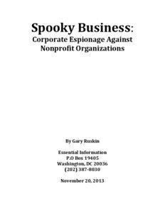 Spooky Business: Corporate Espionage Against Nonprofit Organizations