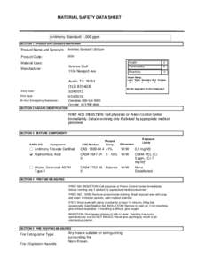 MATERIAL SAFETY DATA SHEET  Antimony Standard 1,000 ppm SECTION 1 . Product and Company Idenfication  Product Name and Synonym: