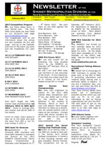 Newsletter  of the Sydney Metropolitan Division of the New South Wales Fishing Clubs Association Inc