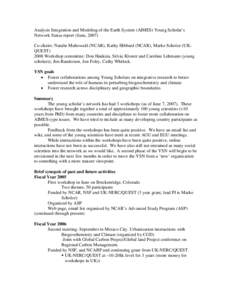 Analysis Integration and Modeling of the Earth System (AIMES) Young Scholar’s Network Status report (January, 2007)