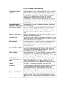 Capital Budget Terminology