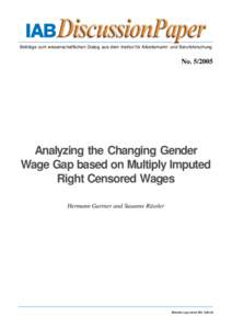 Analyzing the Changing Gender Wage Gap based on Multiply Imputed Right Censored Wages