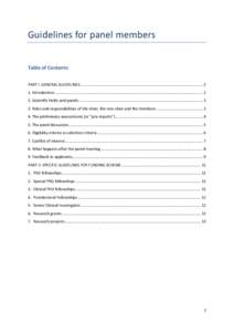 Guidelines for panel members Table of Contents PART I: GENERAL GUIDELINES ................................................................................................................. 2 1. Introduction...............