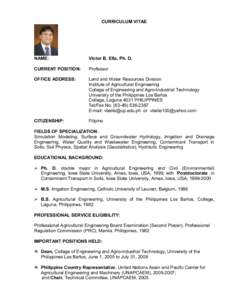 Agriculture / Land management / Agricultural engineering / Irrigation / Land use / University of the Philippines Los Baños Limnological Research Station / University of the Philippines Los Baños School of Environmental Science and Management / Agronomy / University of the Philippines / University of the Philippines Los Baños