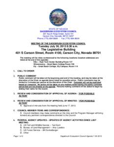 STATE OF NEVADA SAGEBRUSH ECOSYSTEM COUNCIL 201 South Roop Street, Suite 101 Carson City, NevadaPhone - FaxMEETING OF THE SAGEBRUSH ECOSYSTEM COUNCIL