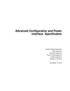 Advanced Configuration and Power Interface Specification Hewlett-Packard Corporation Intel Corporation Microsoft Corporation