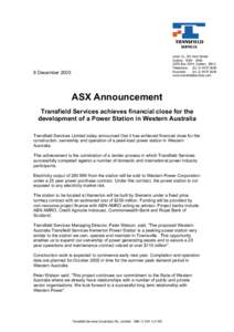 Economy of Australia / States and territories of Australia / Economy of the Netherlands / Transport in Adelaide / Transfield Services / Collinsville Power Station / ABN AMRO