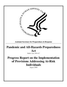 PAHPA Progress Report on the Implementation of Provisions Addressing At-Risk Individuals