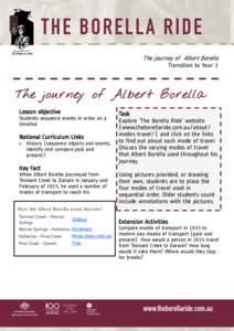 The journey of Albert Borella  Transition to Year 3 The journey of Albert Borella Lesson objective