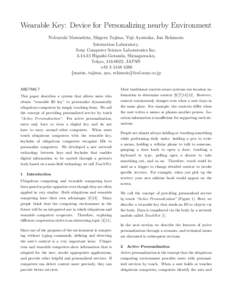 Humanâ€“computer interaction / Mobile computers / Ambient intelligence / User interface techniques / Wearable computer / Ubiquitous computing / Personalization / Human–computer interaction / Information science / Computing