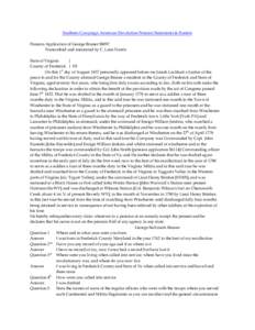 Southern Campaign American Revolution Pension Statements & Rosters Pension Application of George Bruner S8097 Transcribed and annotated by C. Leon Harris State of Virginia } County of Frederick } SS