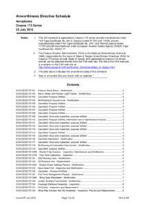Airworthiness Directive - Aeroplanes Cessna 172 Series - Jul 2013