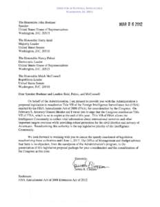 DNI Requests Reauthorization of FISA Amendments Act