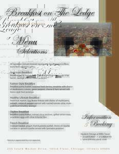 Breakfast on The Ledge at Skydeck Chicago Menu  Selections
