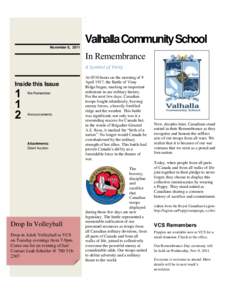 . . . Valhalla Community School November 8, 2011