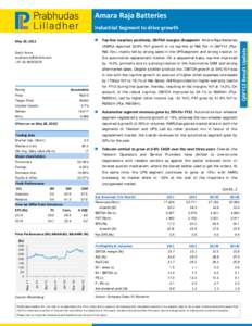 Amara Raja Batteries  May 29, 2012   Top‐line surprises positively; EBITDA margins disappoint: Amara Raja Batteries