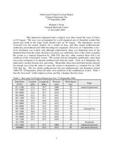 Abbreviated Tropical Cyclone Report Tropical Depression Ten 7-9 September 2004